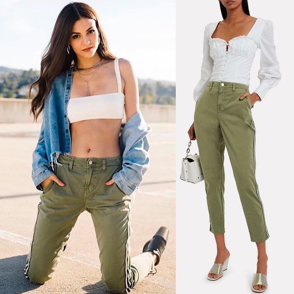 NWT L’AGENCE High Rise Sporty Side Stripe Ankle Crop Slim Straight Trousers‎ 27